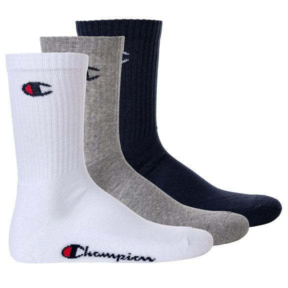 Champion Unisex Socks, 3 Pairs - Crew Socks Basic Blue/White/Grey Eu 35-38 (Uk 3-5)