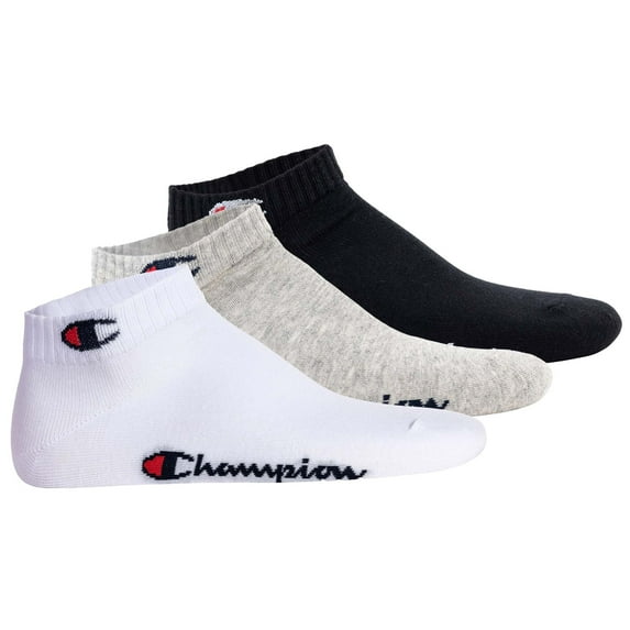 Champion Unisex Socks, 3 Pairs - Quarter Socks Basic Black/White/Grey Eu 39-42 (Uk 6-8)