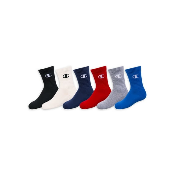 Champion Unisex Socks, 6 Pack Crew Socks Sizes 7-11