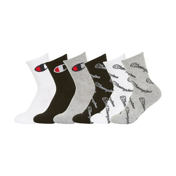 Champion Unisex Socks, 6 Pack Crew Socks Sizes 9-11 Assorted Colors ...