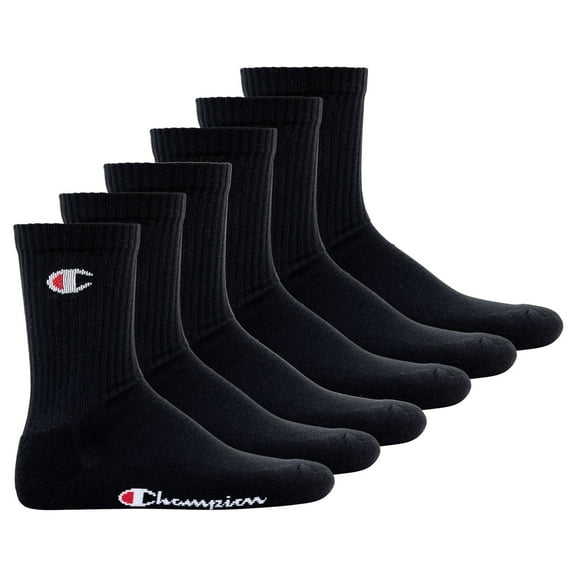Champion Unisex Socks, 6 Pairs - Crew Socks Basic Black Eu 43-46 (Uk 9-11)