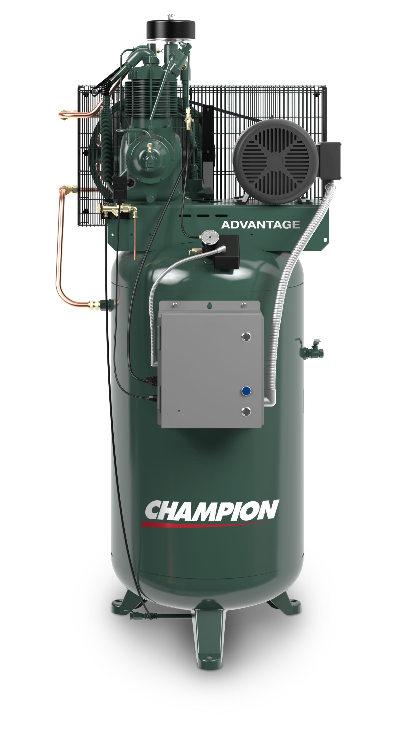 Champion VR5-8 Steel 5HP 230V 175 PSI 2-Stage 2 Cylinder Splash Lubricated Air Compressor 80 gal