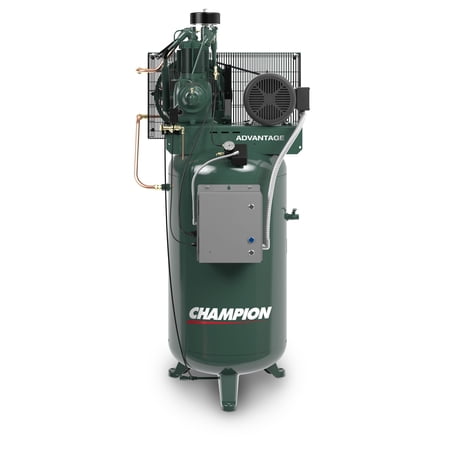 Champion VR5-8 Steel 5HP 230V 175 PSI 2-Stage 2 Cylinder Splash Lubricated Air Compressor 80 gal