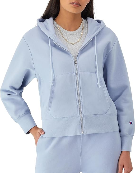 Champion WASHED PEWTER BLUE Women's Reverse Weave Zip-up Hoodie