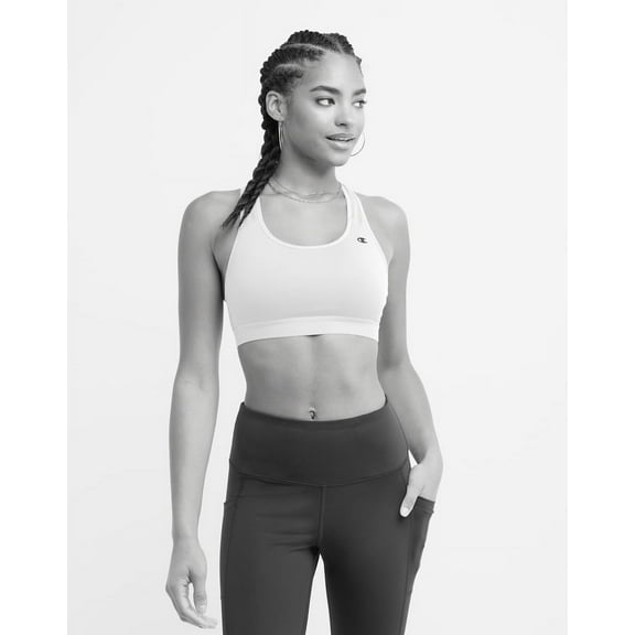 Champion Women'S Sports Bra, Compression, Moisture Wicking, High-Impact Sports Bra For Women, White, Size: XS-XX-Large