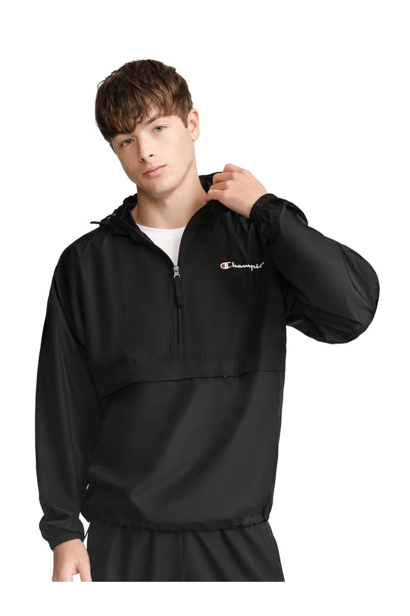 Men’s Stadium Packable Jacket with Script Logo, Standard Fit, Lightweight Water-Resistant Polyester Fabric, Sizes S-4XL
