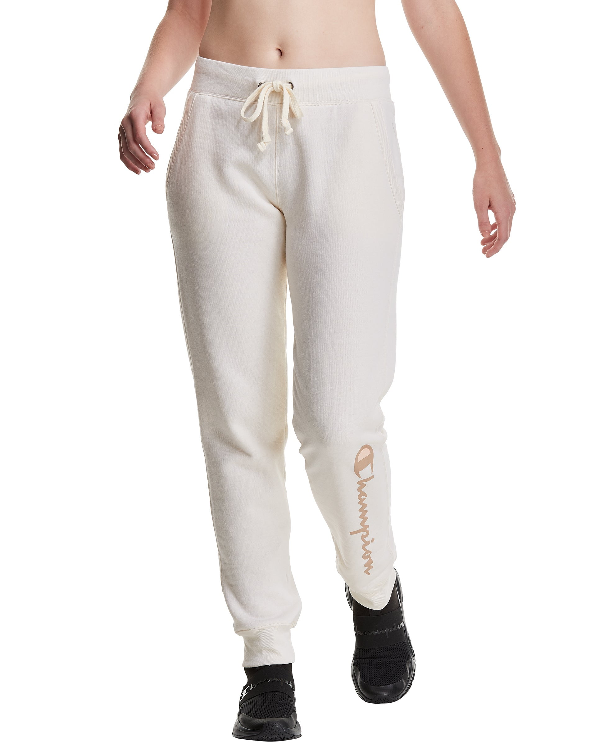 Champion Women's Track Pants Size XL White Script Side Stripe