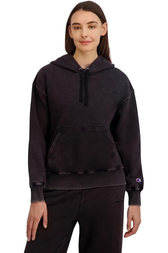 Women'S Reverse Weave Oversized Hoodie (Large, Dark Berry Purple Ombre Applique)