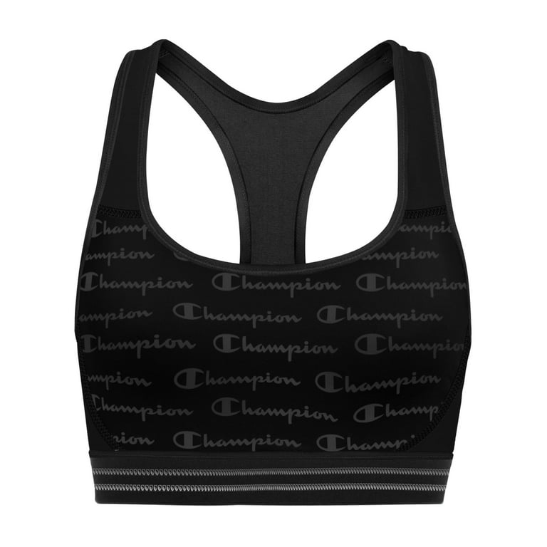 Champion Women's Double Dry Absolute Workout Sports Bra, Graphic, Black,  Small