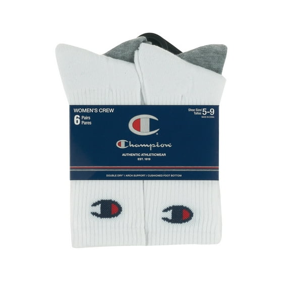 Champion Women's Athletic Crew Sock, 6 Pack
