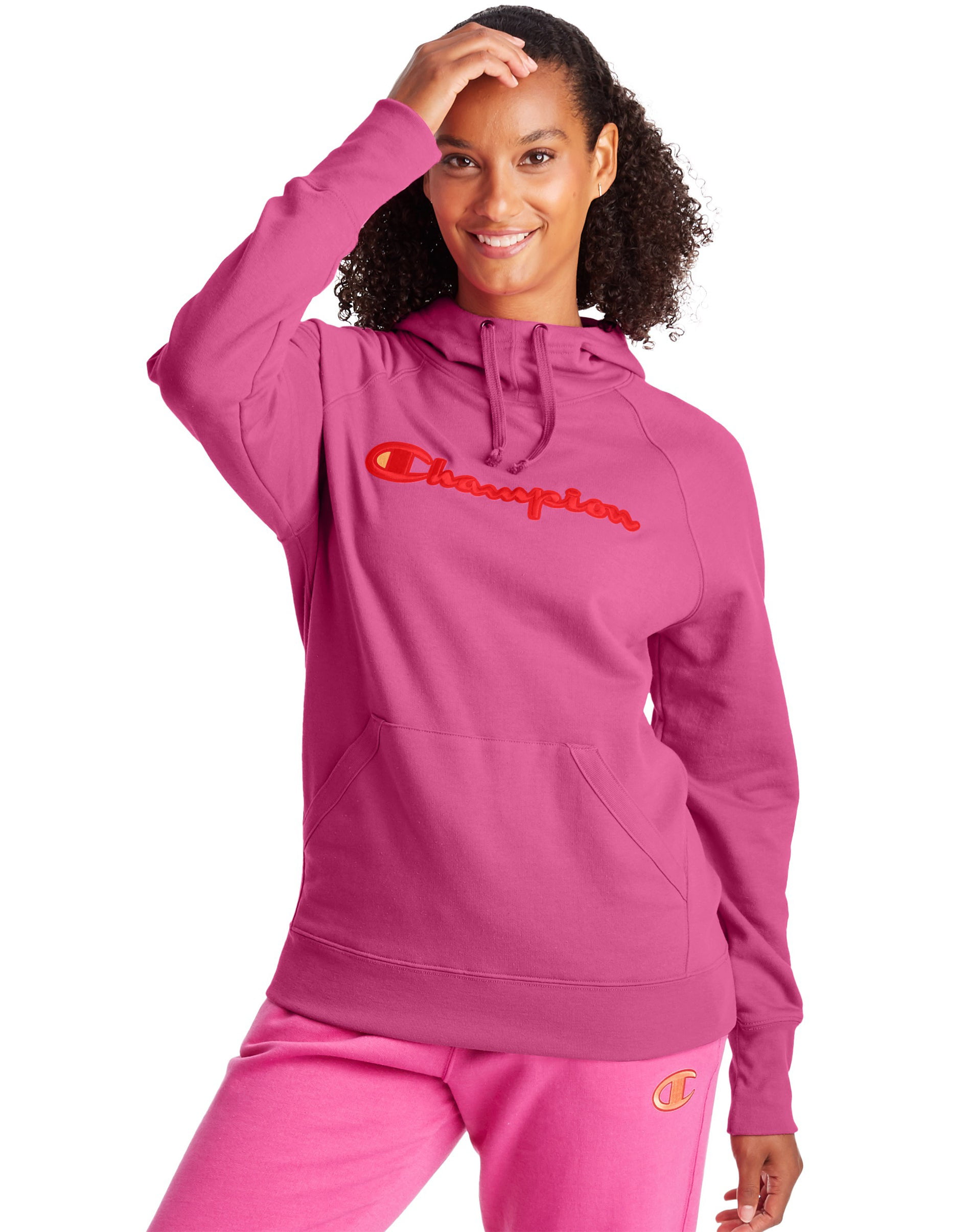 Champion Women's Athletics Fleece Hoodie, Script Peony Parade Pink XL - Walmart.com