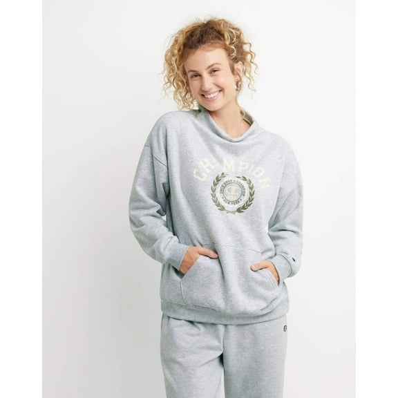 Champion Women's Campus Eco Fleece Funnel Neck Sweatshirt Oxford Grey W4660G 586GUA 023
