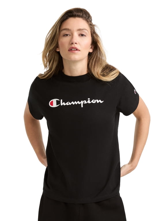Women’s Classic T-Shirt with Script Logo, Standard Fit, 100% Cotton, Sizes S-XL