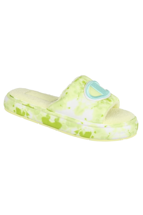Women's Cloud Dye Plush Slippers sz 6 Lemon Cloud Green CPS10345W