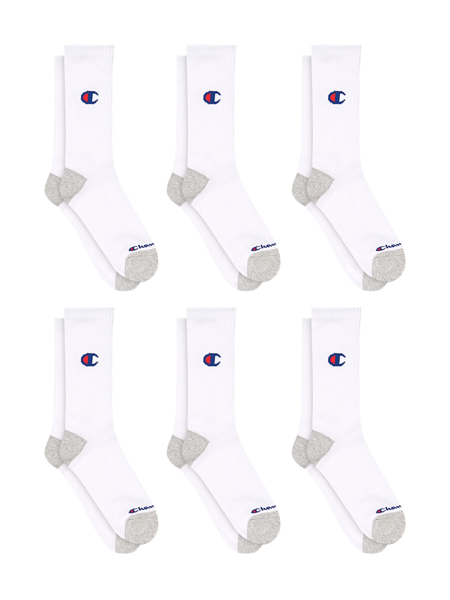 Champion Women’s Cotton Flex Cushion Crew Socks, 6 Pack, Sizes 4-10