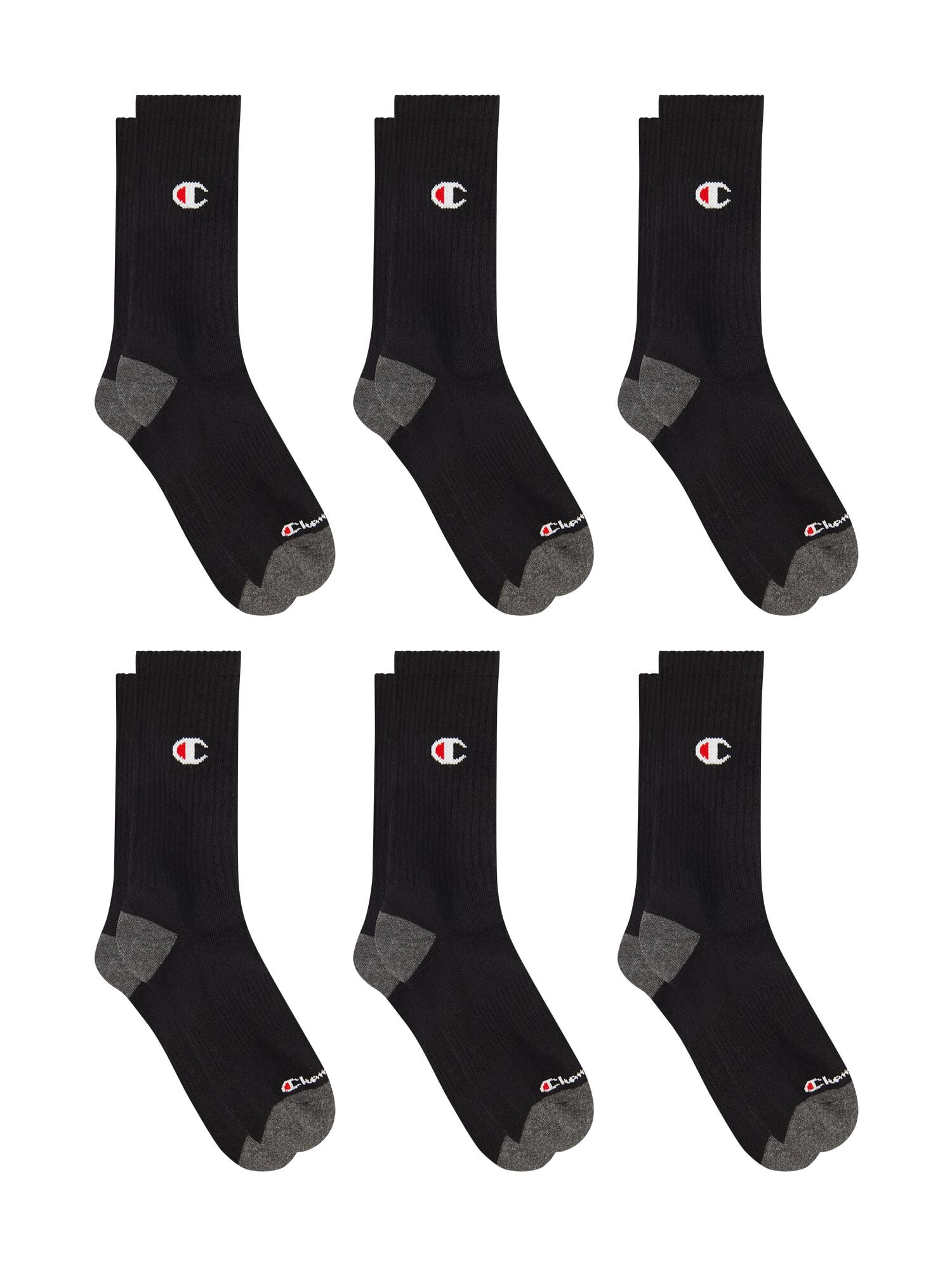 Champion Women’s Cotton Flex Cushion Crew Socks, 6 Pack, Sizes 4-10