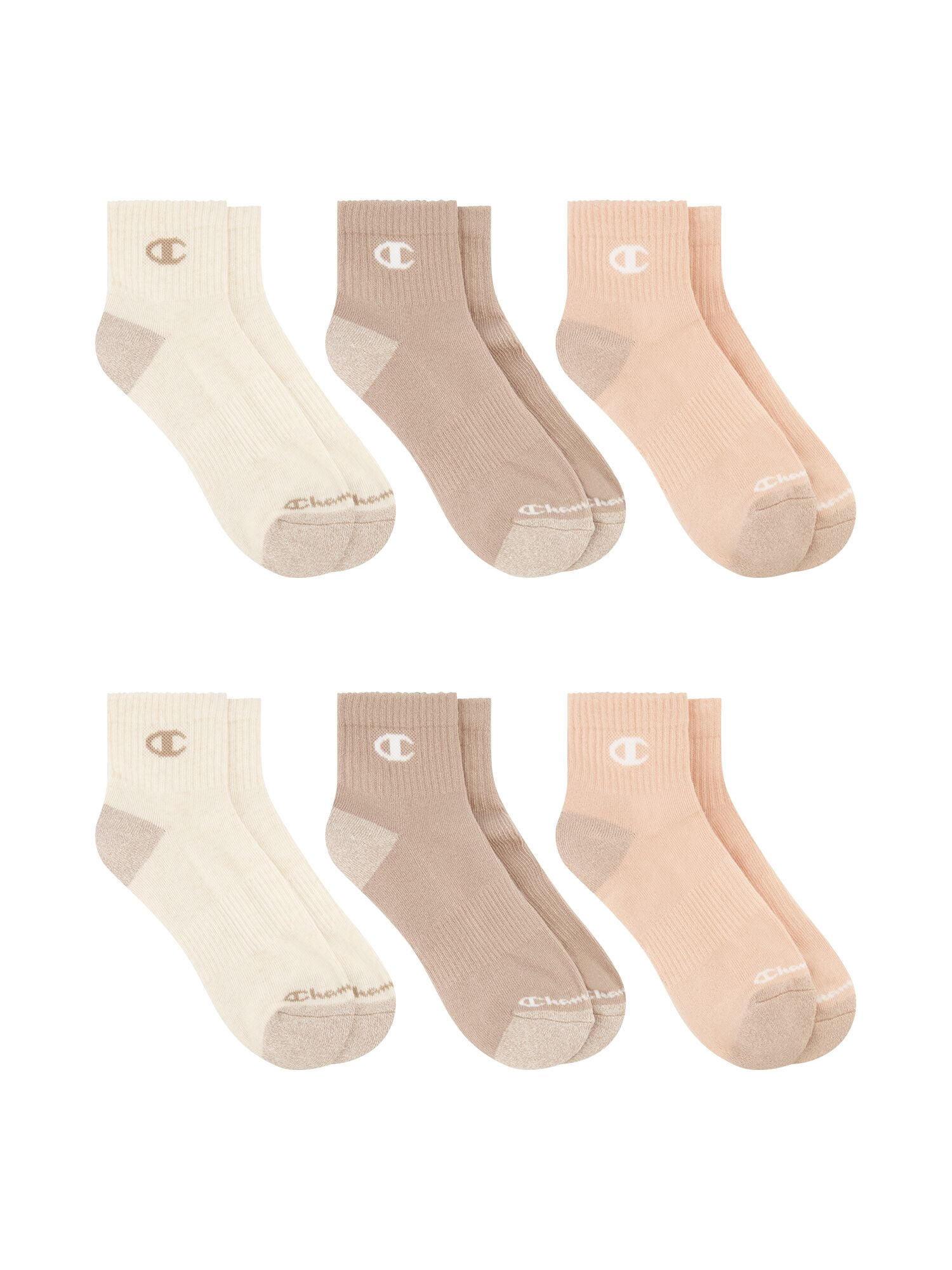 Champion Women’s Cotton Flex Half Terry Ankle Lightweight Socks, 6 Pack, Sizes 4-10