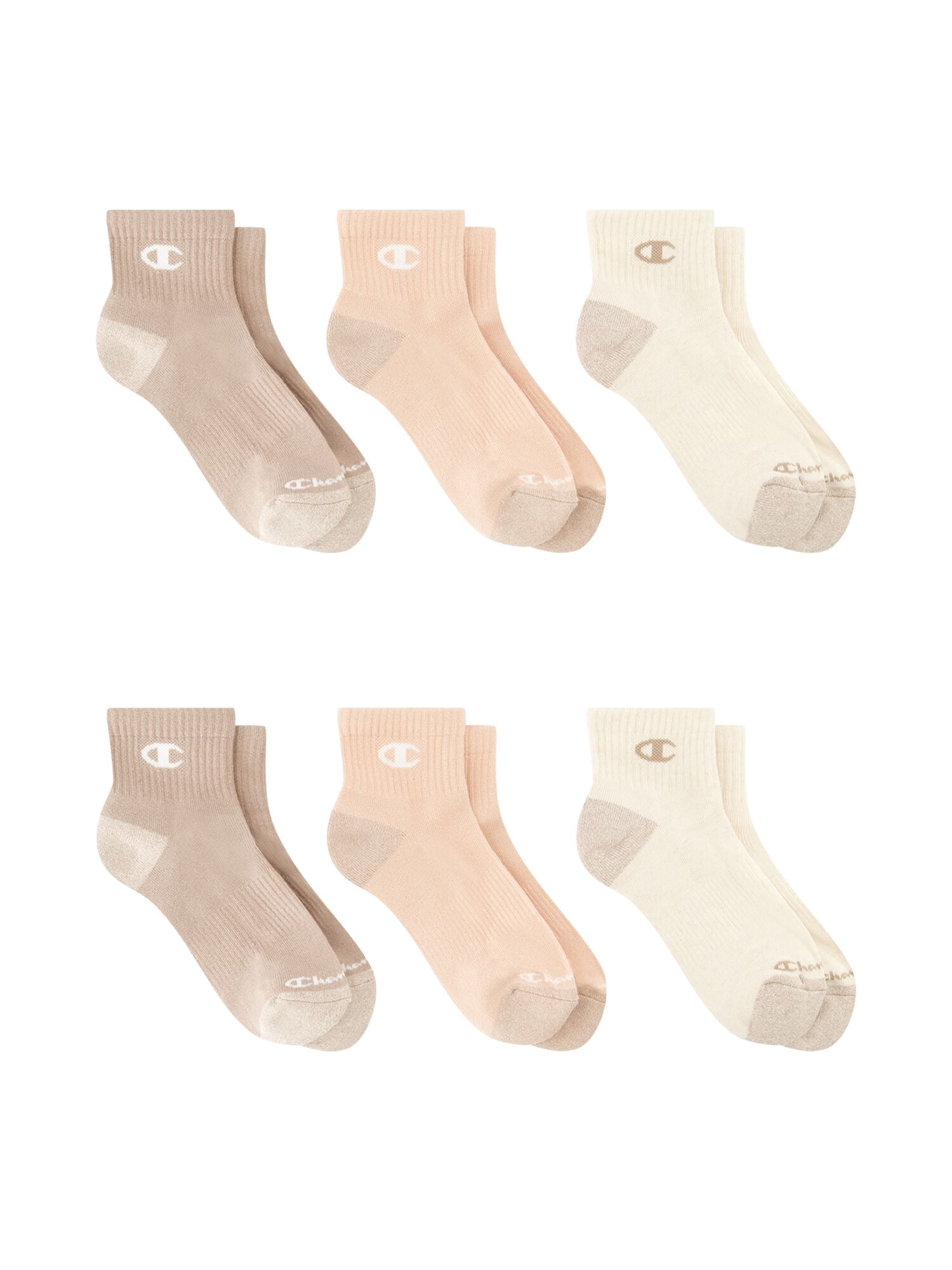 Champion Women’s Cotton Flex Half Terry Ankle Lightweight Socks, 6 Pack, Sizes 4-10