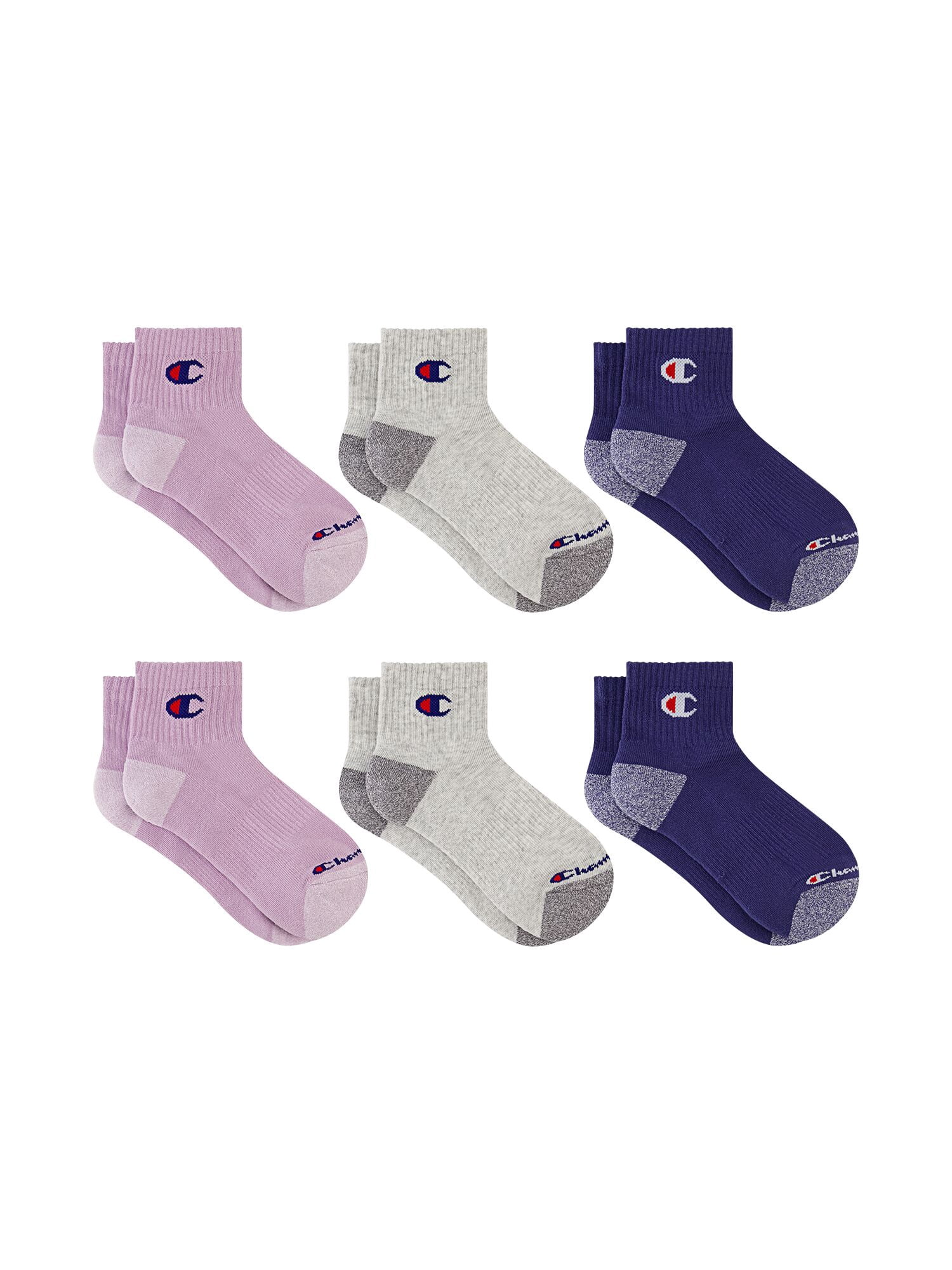 Champion Women’s Cotton Flex Half Terry Ankle Lightweight Socks, 6 Pack, Sizes 4-10