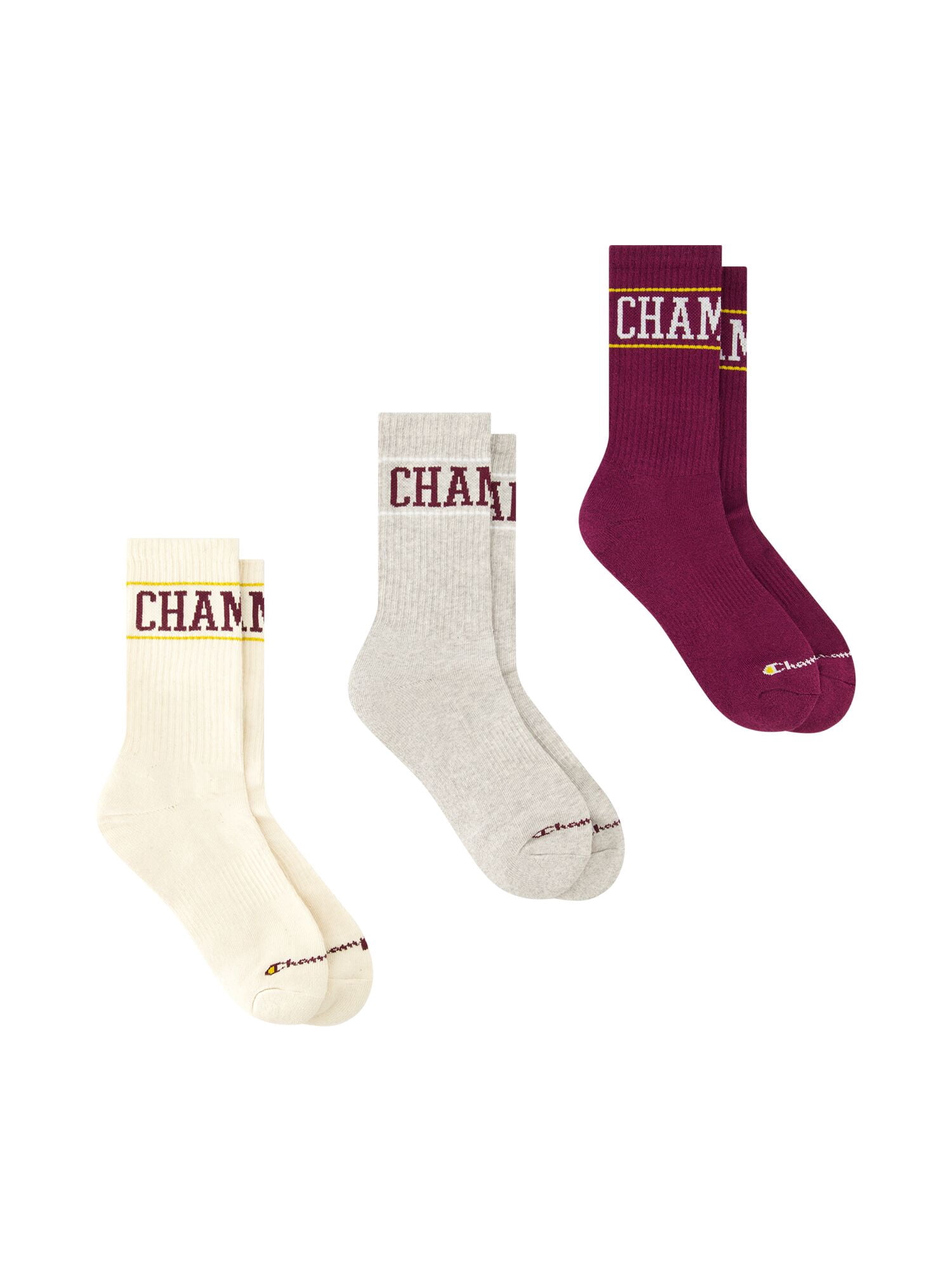 Champion Women’s Cushion Crew Socks Heritage Collection, 3 Pack, Sizes 4-10