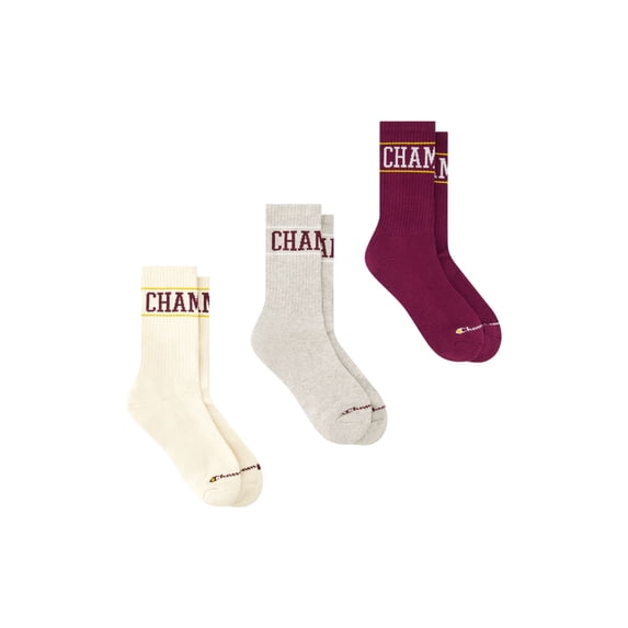Champion Women’s Cushion Crew Socks Heritage Collection, 3 Pack, Sizes 4-10