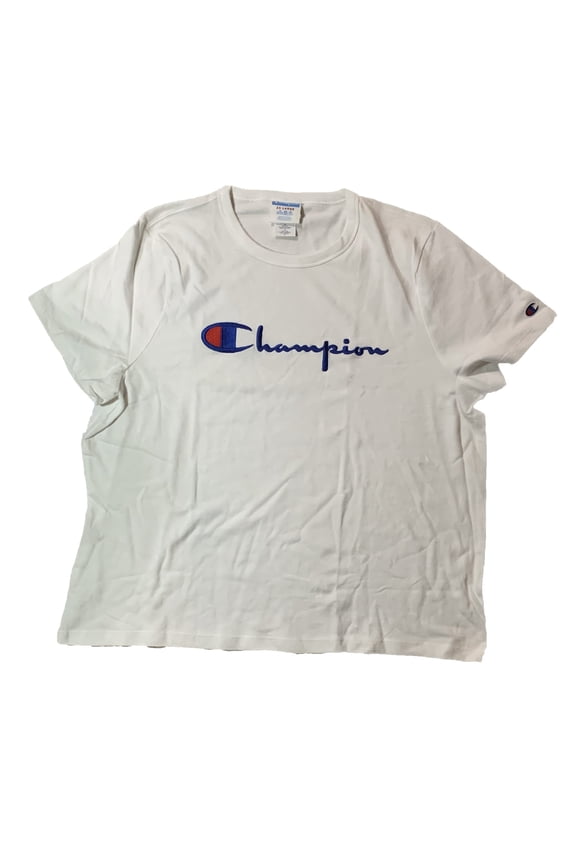 Champion Women's Embroidered Script Logo T-Shirt (XX-Large, White)
