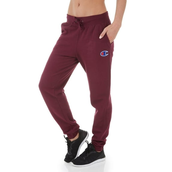 Champion Women's Fleece Applique Joggers (Dark Berry Purple, X-Large)