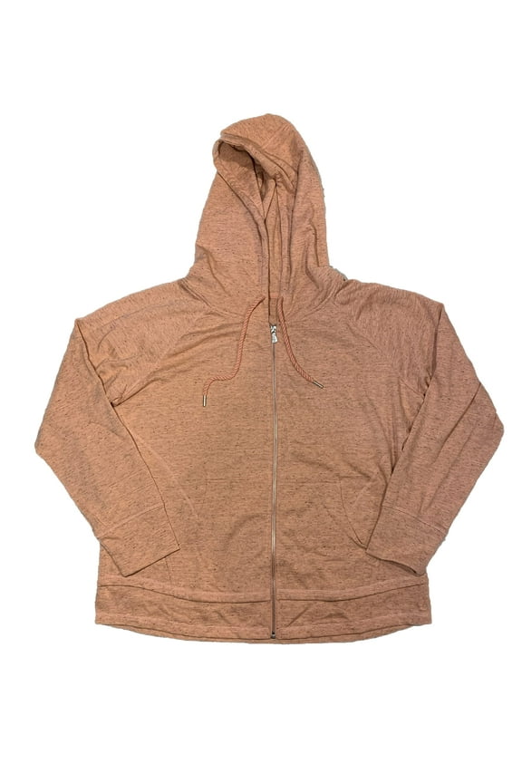 Women's French Terry Zip Up Hooded Jacket, Sherbert, XX-Large