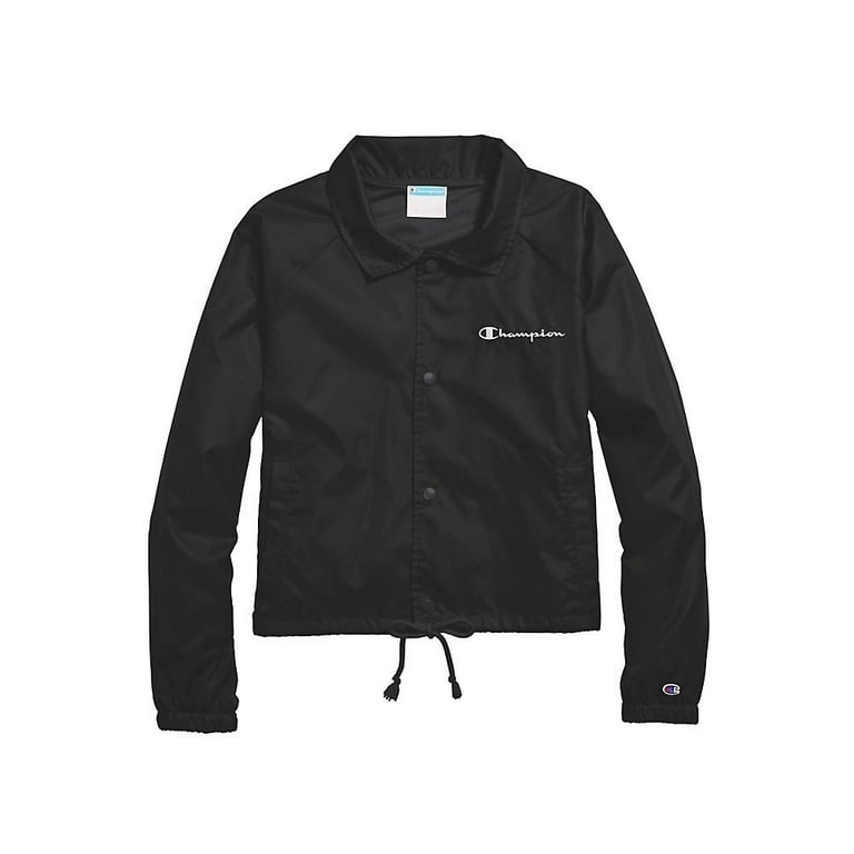 Champion Women s Heritage Coaches Jacket Script Logo Black Size XL