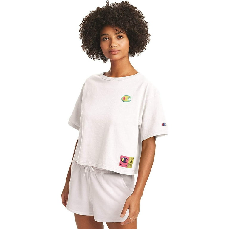 Champion Women s Heritage Cropped Tee White Large