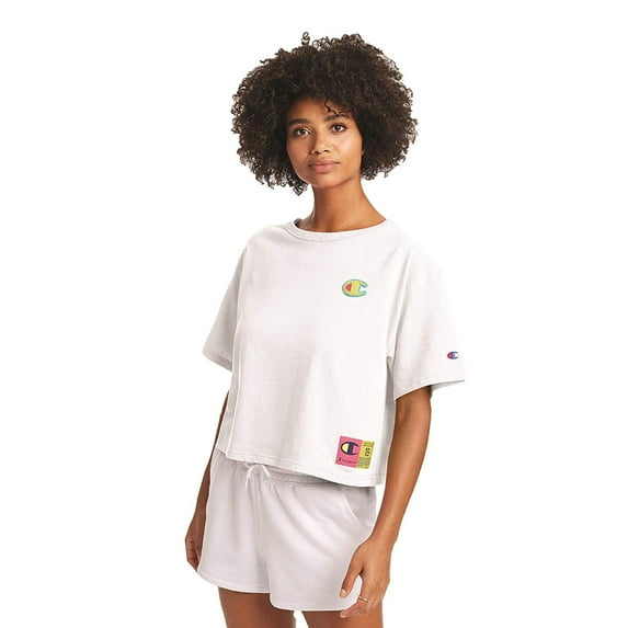 Champion Women's Heritage Cropped Tee White X-Large