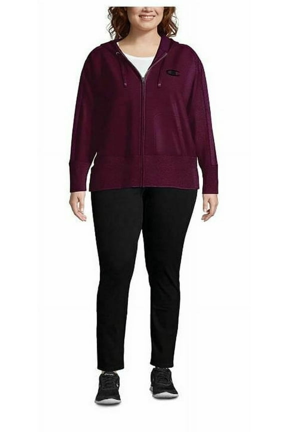 Women's Heritage Herringbone-Accent Zip Hoodie Jacket Wine Size XL