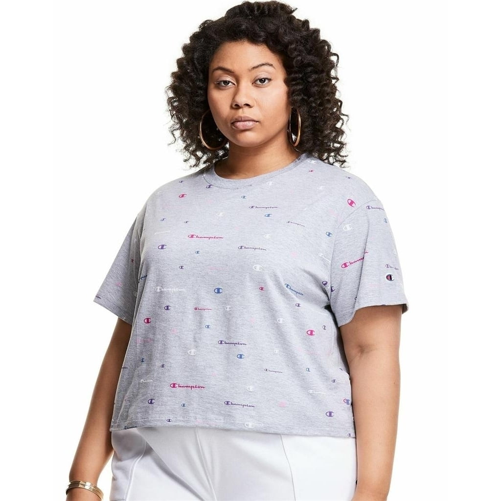 国内配送 CHAMPION Life Women's LOGO CROPPED TEE グレー Champion Cropped Shirt