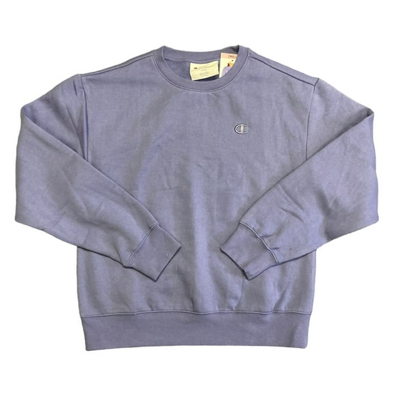 Champion Women's Long Sleeve Fleece Lined Comfort Fit Pullover Sweatshirt (Stone Crush Blue, XS)