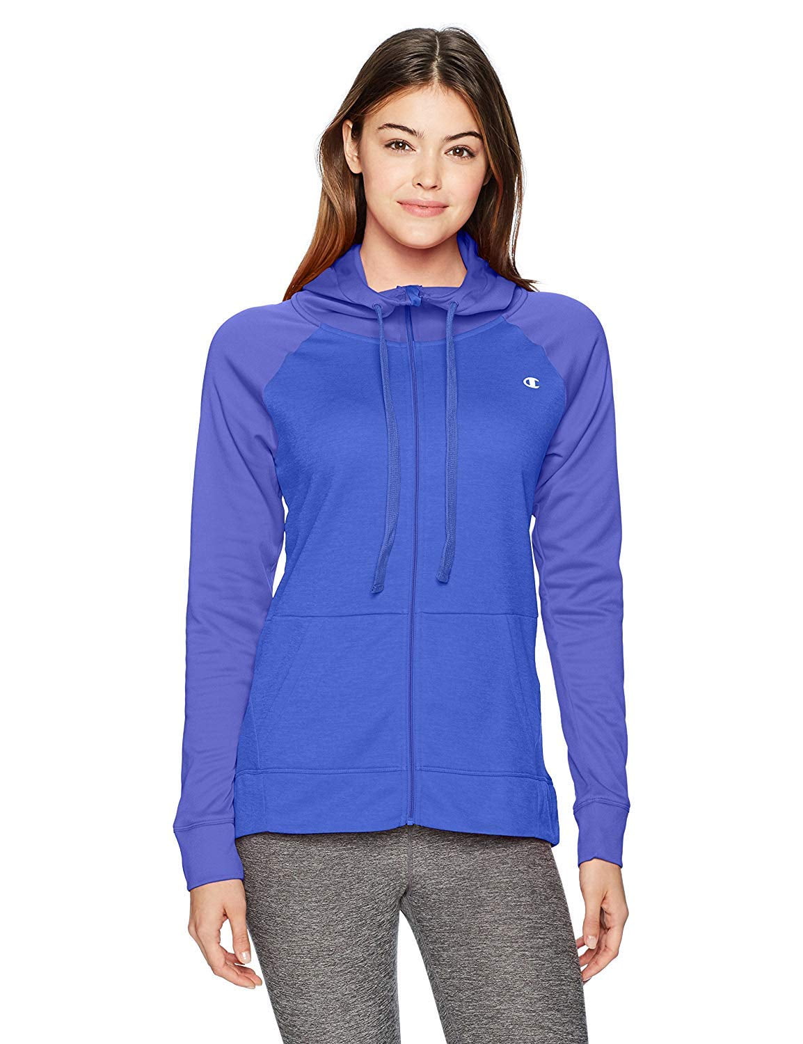 Champion Women's Performance Fleece FullZip Jacket, Steel Blue Heather/Steel Blue, Large