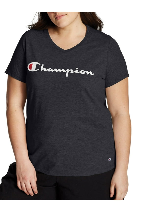 Women's Plus Size Logo Graphic Short Sleeve V-Neck T-Shirt