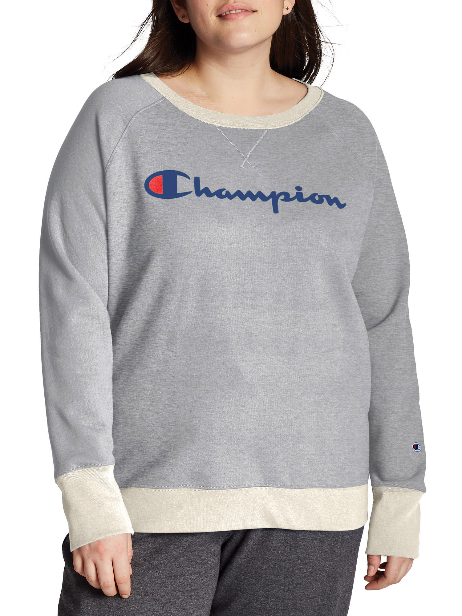 Champion Women's Plus Size Powerblend Graphic Crewneck Sweatshirt - image 1 of 6