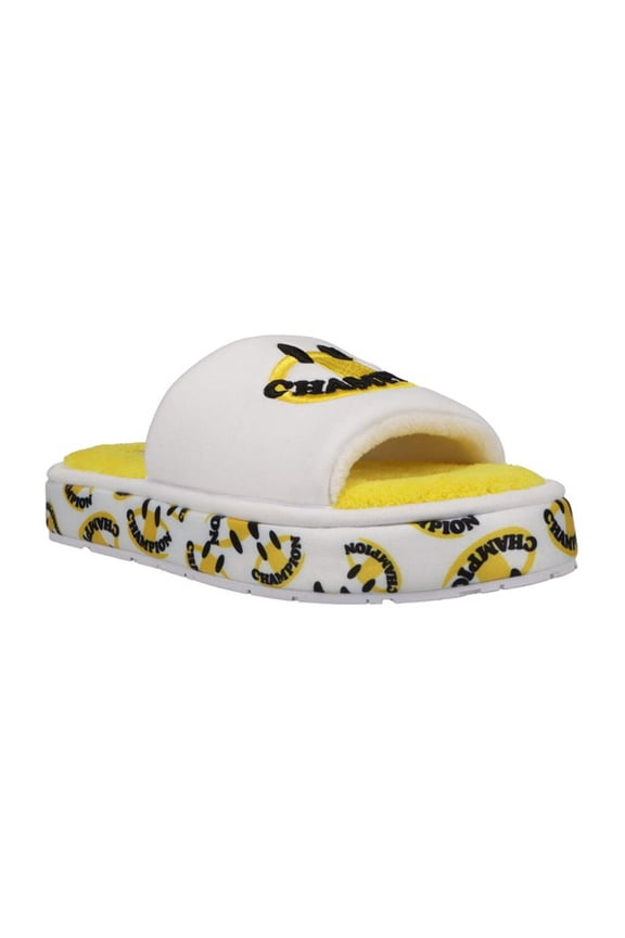 Champion Women's Plush Smile Slides White/Journey Yellow CP102032W