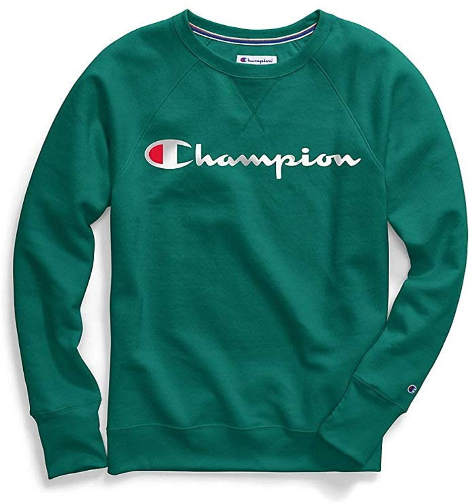 Champion women's script logo powerblend boyfriend crew sweatshirt 2025