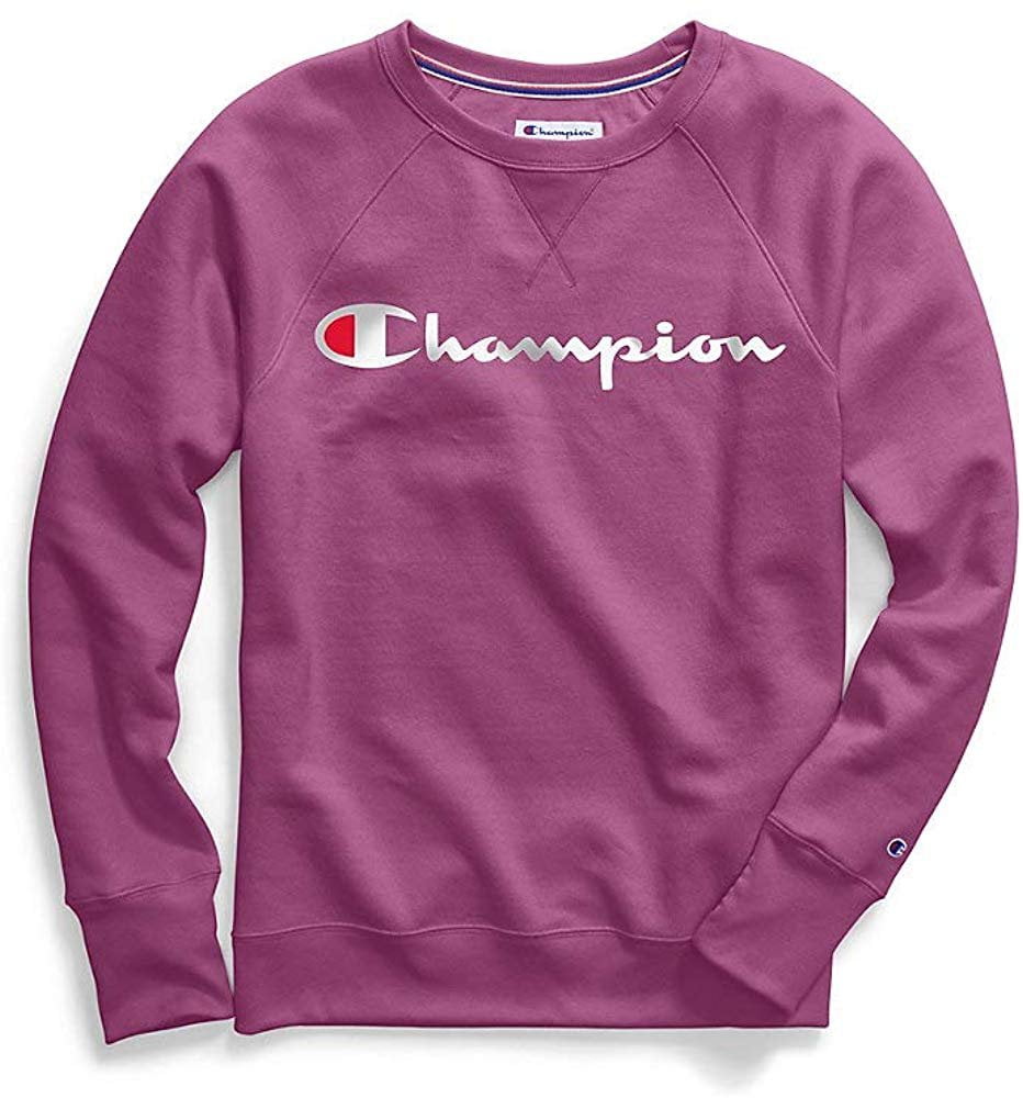 Champion Women's Powerblend Boyfriend Crew Sweatshirt, Our Favorite  Fuchsia-Graphic, Small - Walmart.com
