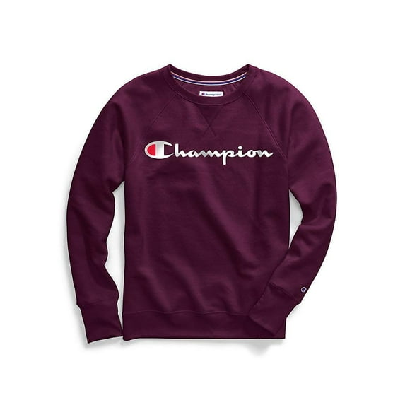 Champion Women's Powerblend Boyfriend Crew Sweatshirt, Venetian Purple - Graphic, Large