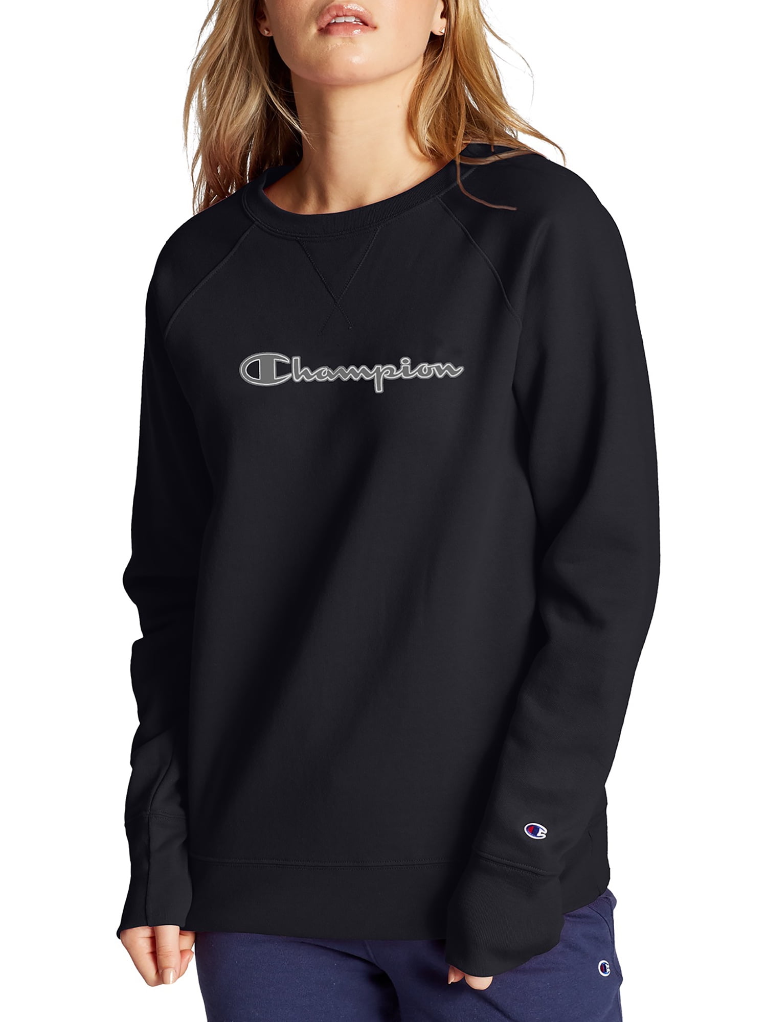 Women's champion applique clearance fleece crewneck sweatshirt