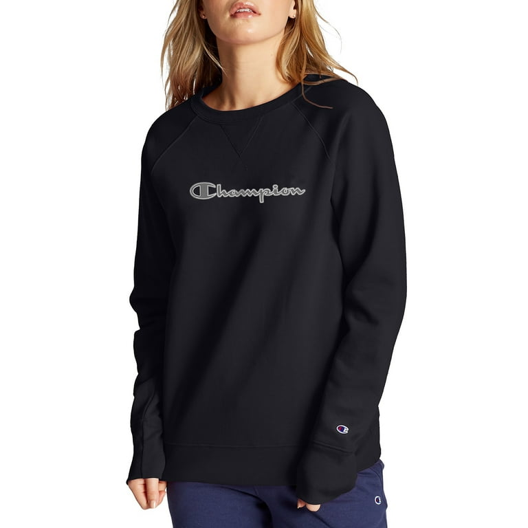 Champion Women s Powerblend Fleece Boyfriend Crew Neck Sweatshirt Applique Walmart