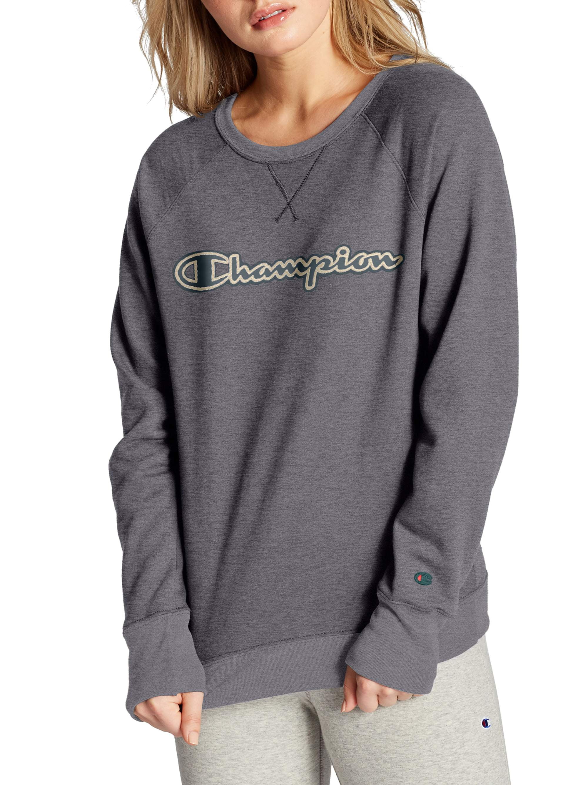 Women's champion applique clearance fleece crewneck sweatshirt