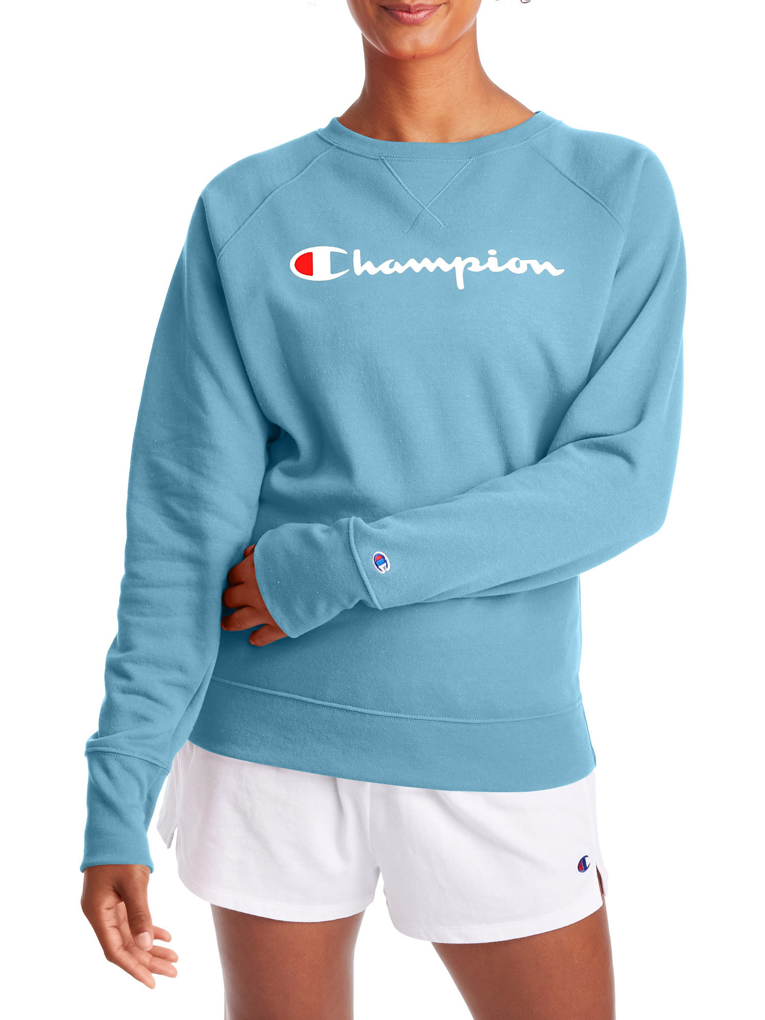 Champion Women's Powerblend Graphic Fleece Boyfriend Crewneck Sweatshirt - image 1 of 5