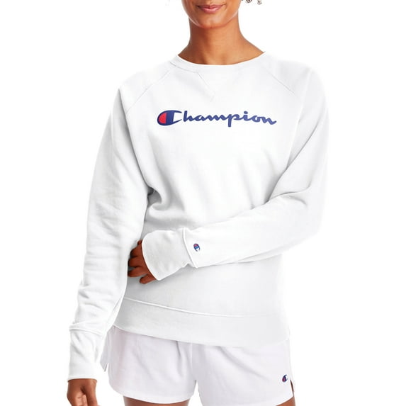 Champion Women's Powerblend Graphic Fleece Boyfriend Crewneck Sweatshirt