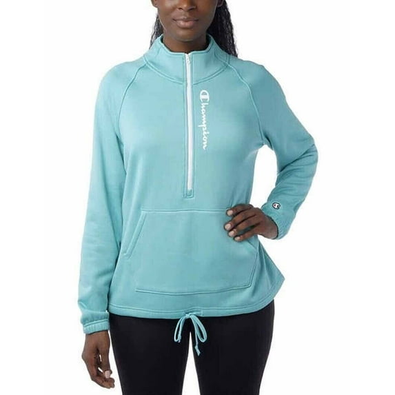 Champion Women's Quarter Zip Pullover Fleece Jacket Blue XXL