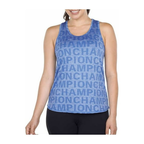 Champion Women's Racerback Logo Print Active Performance Tank Top-Blue / S