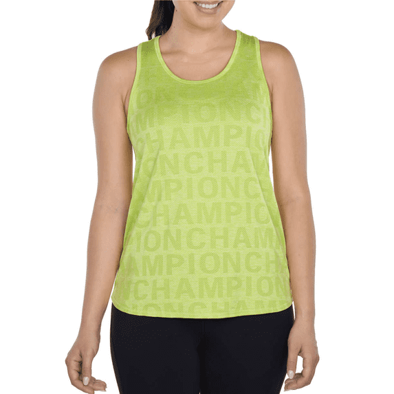 Champion Women's Racerback Logo Print Active Performance Tank Top-Green / S