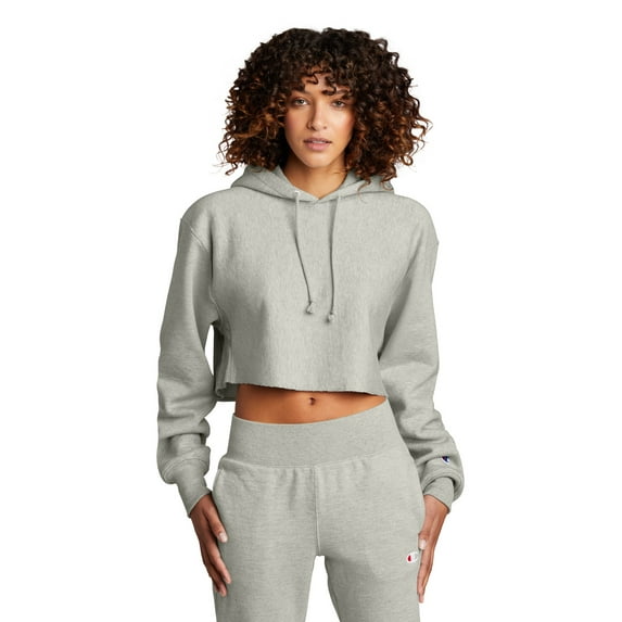 Champion Women's Reverse Weave Cropped CutOff Hooded SweaT-Shirt RW01W